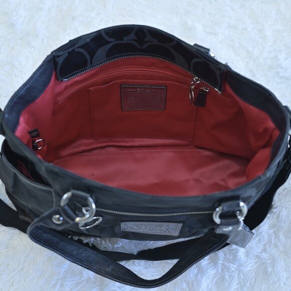 Coach Poppy Signature Book Tote Black Red Lining F0920-14364 - Picture 6 of 8